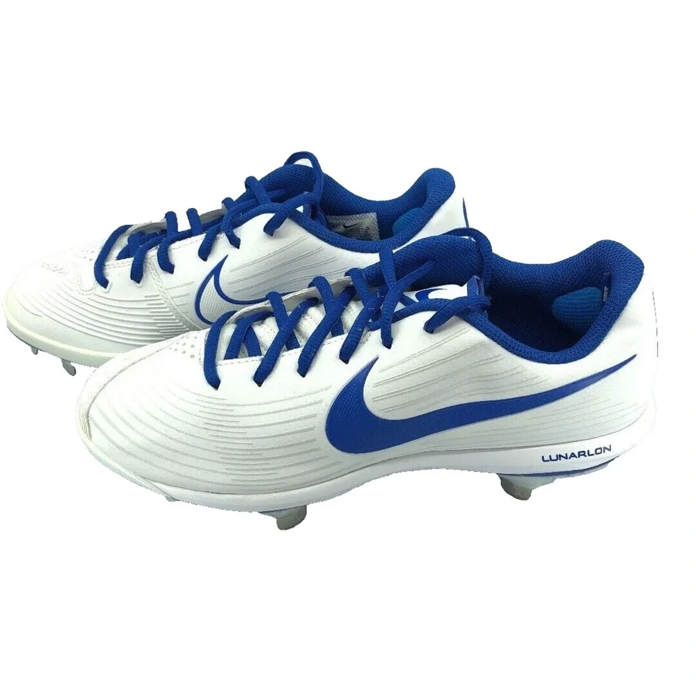 Nike LunarLon Dragon Softball Cleats Women’s Size 9 White Blue Metal Spikes